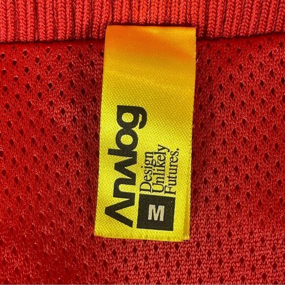 Analog Design Unlikely Futures Windbreaker Red Nylon Zipper Men's M Ribbing - Picture 4 of 8